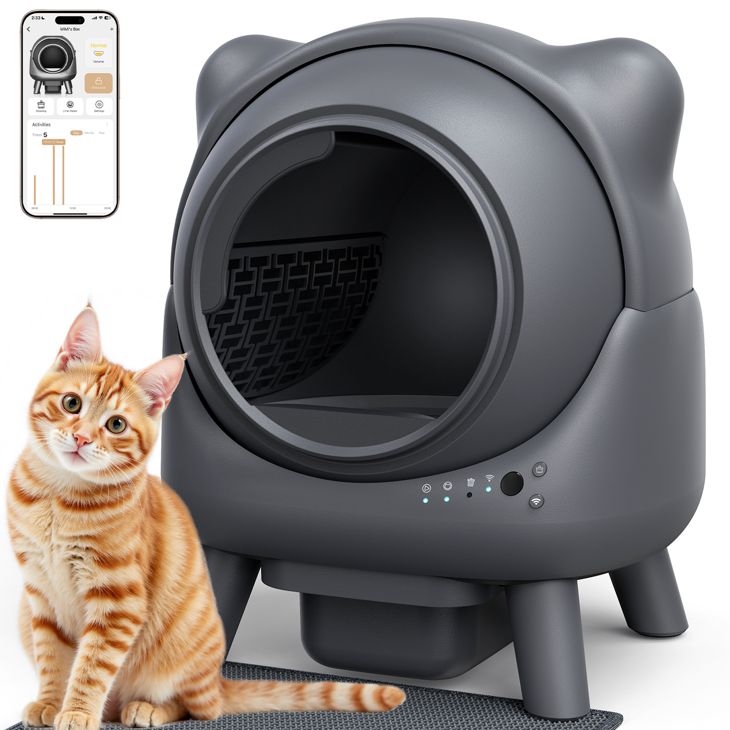 FEELNEEDY S20 Self Cleaning Litter Box, 65L APP Real-Time Monitor