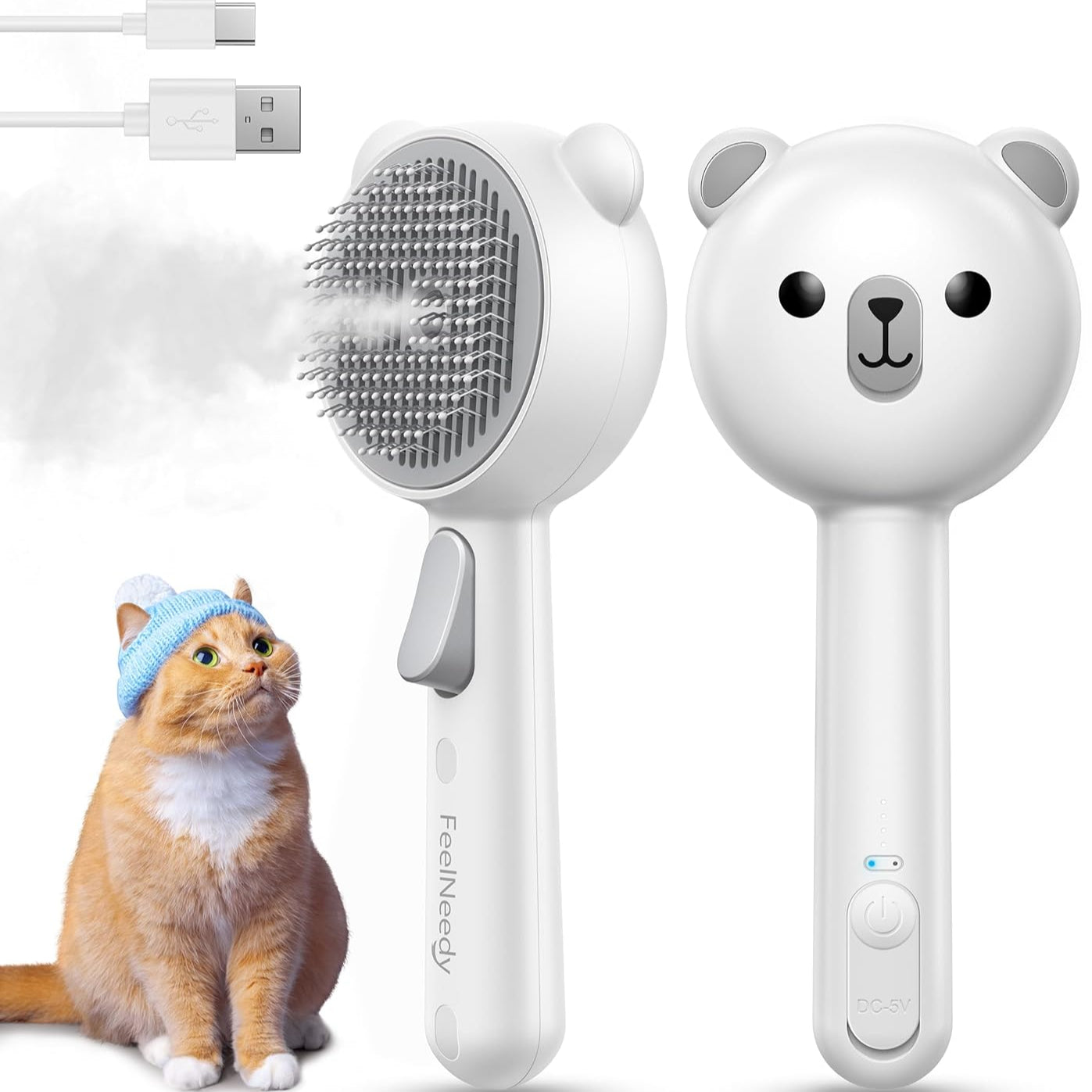 Cat Steam Brush for Indoor Cats with Release Button