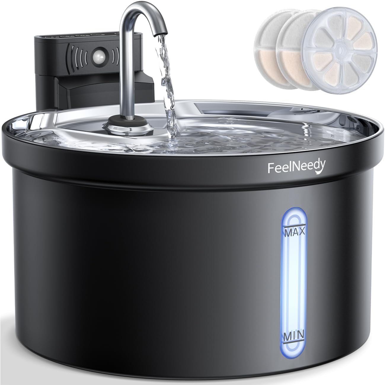 FEELNEEDY 3.5L Stainless Steel Cat Water Fountain Wireless