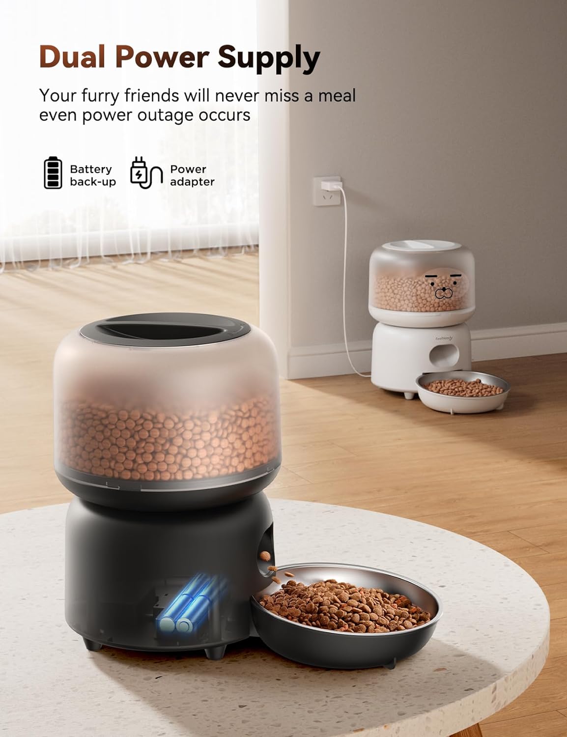 FEELNEEDY 3L Automatic Cat Feeder WiFi Connected Black
