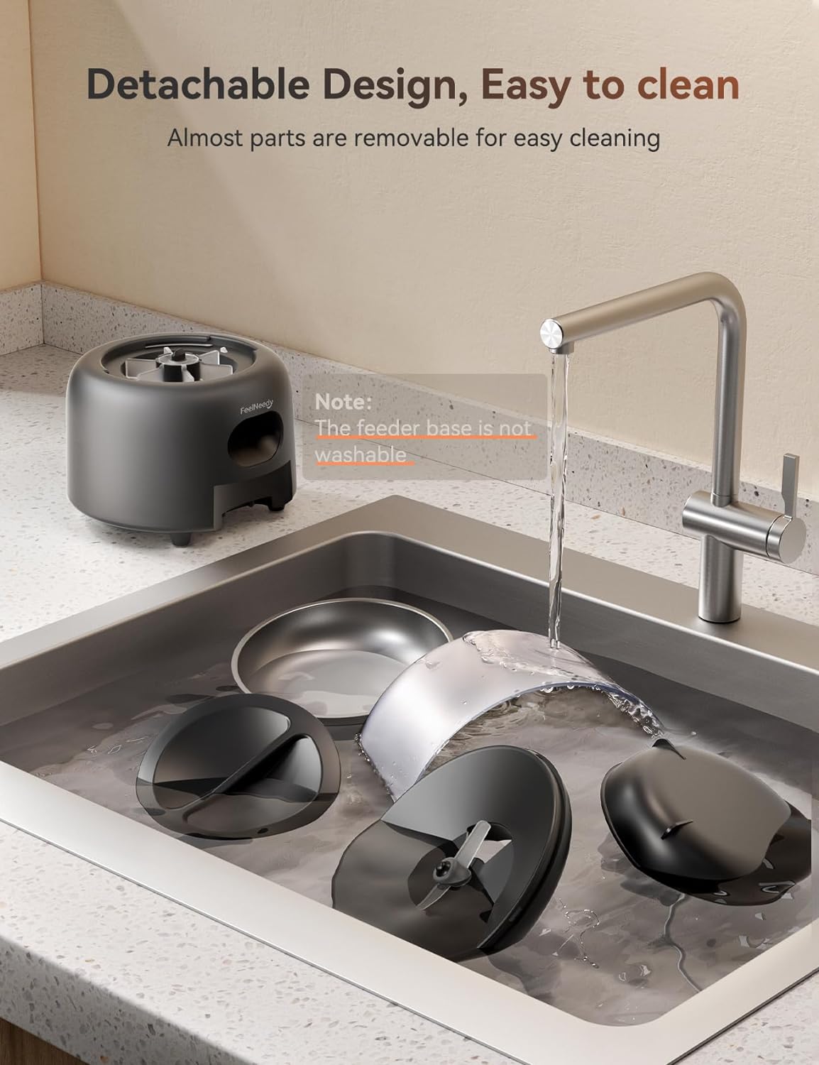 FEELNEEDY 3L Automatic Cat Feeder WiFi Connected Black