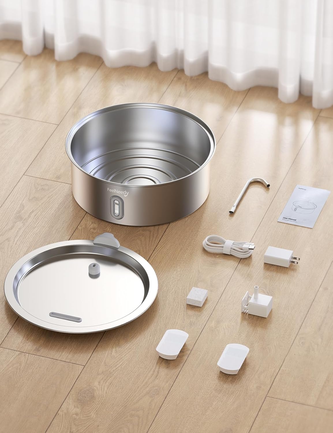 FEELNEEDY 7L/1.8Gal Stainless Steel Dog Water Fountain