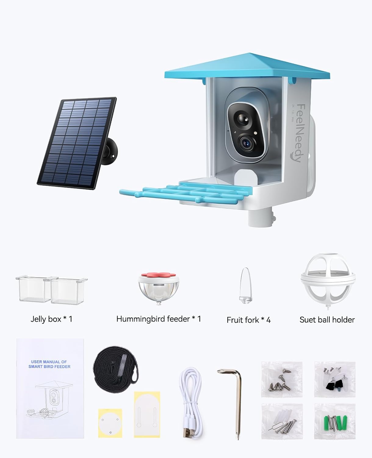 Smart Bird Feeder with Camera,Solar-Powered 2K HD Bird Watching Camera