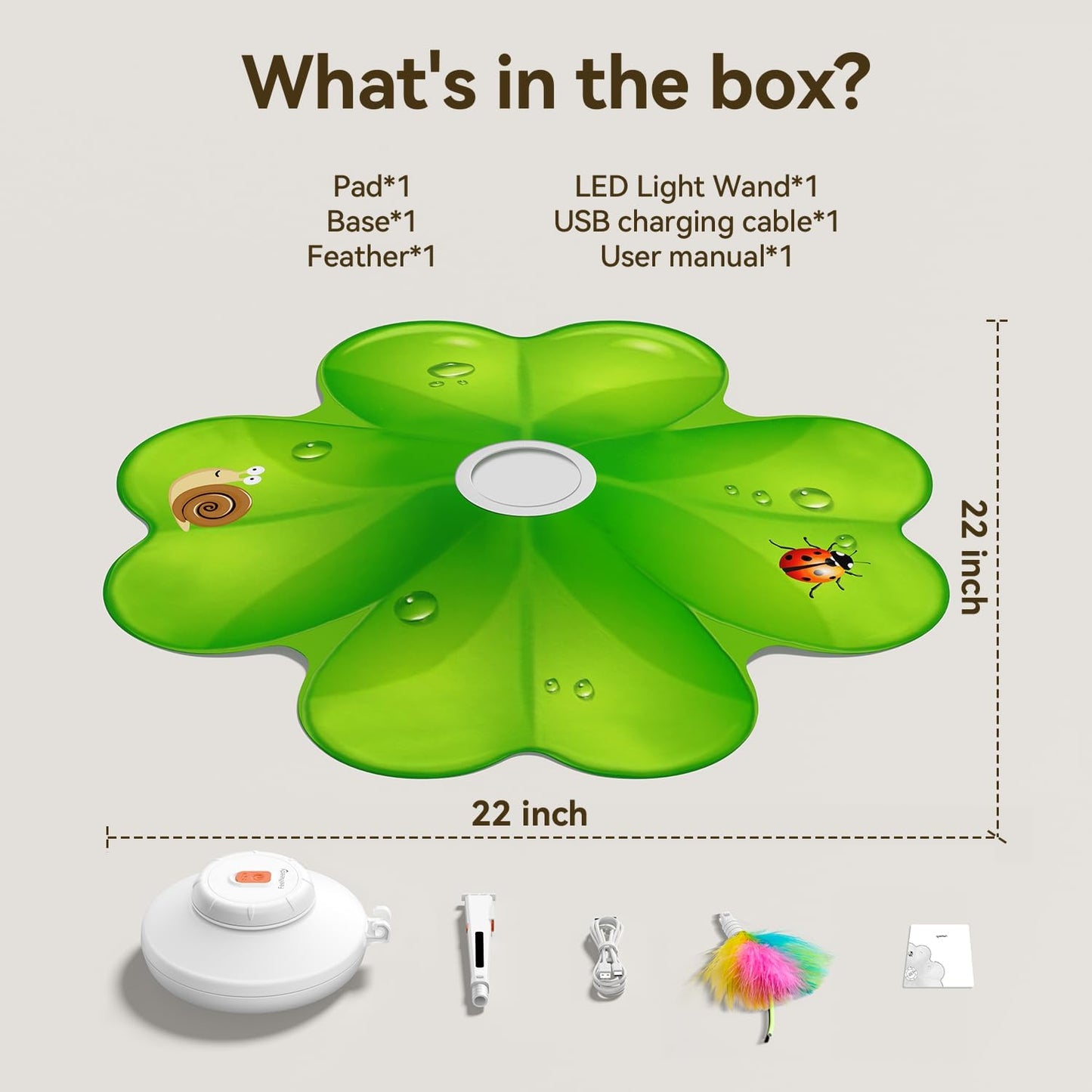 FEELNEEDY US FN-P20 Rechargeable Cat Toys, 2 in 1 Hide and Seek Game Interactive Cat Toy, Movable LED Red Dot, Moving Concealed Feathers, Durable Exercise Toys for Indoor Cats, Bored Adult Cats Wand Toy