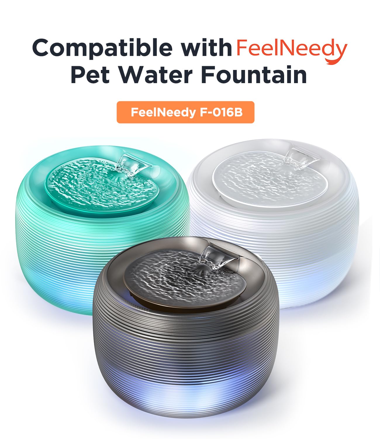 FEELNEEDY 12 Pack Filter & 6 Pack Pump Sponges & 6 Pack Sound-Absorbing Sponges for 2.5L Cat Water Fountain