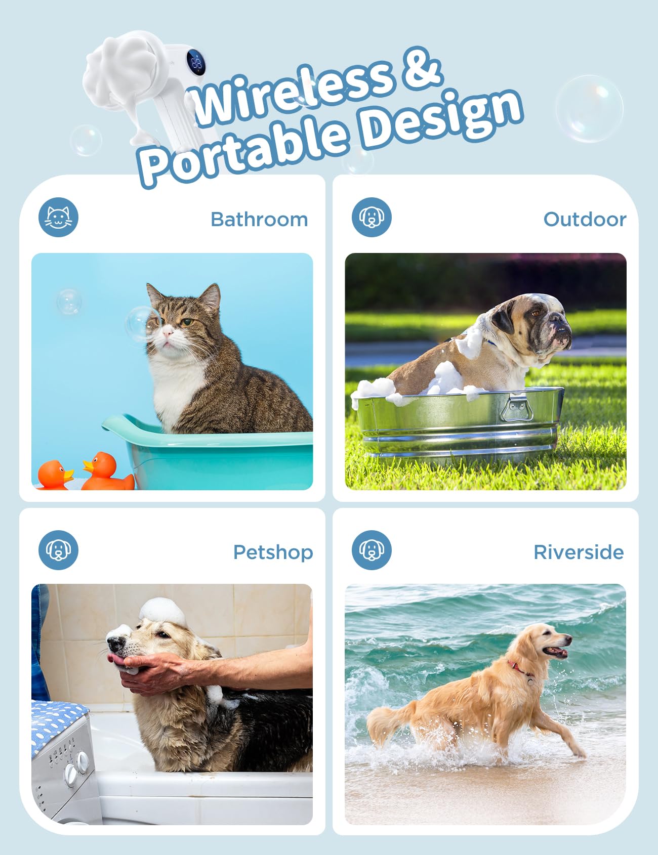 Feelneedy Automatic Foaming Soap Dog Bath Brush