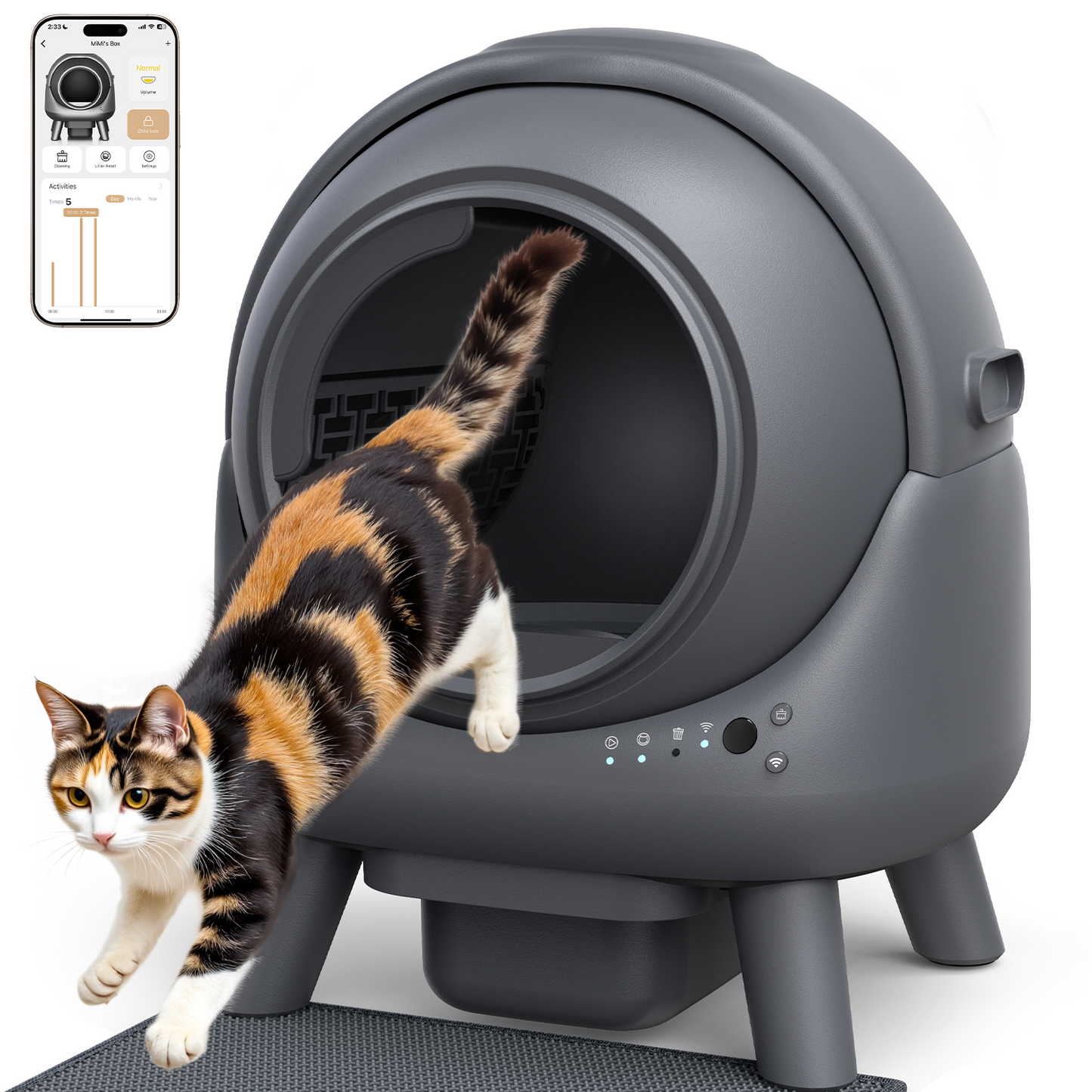 FEELNEEDY S20 Self Cleaning Litter Box, 65L APP Real-Time Monitor