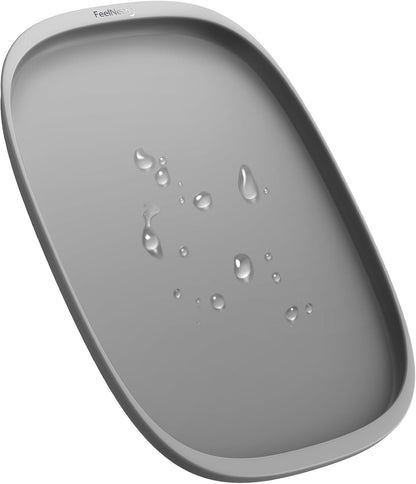 FEELNEEDY DE C21L Napfunterlage Hund und Katzen, rutschfeste Haustierfütterungsmatte mit Erhabenem Rand zur Verhinderung von Lecks, Hochwertige Silikonmatte, Leicht zu Reinigen(60x40cm,Grau)