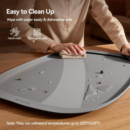 FEELNEEDY DE C21L Napfunterlage Hund und Katzen, rutschfeste Haustierfütterungsmatte mit Erhabenem Rand zur Verhinderung von Lecks, Hochwertige Silikonmatte, Leicht zu Reinigen(60x40cm,Grau)