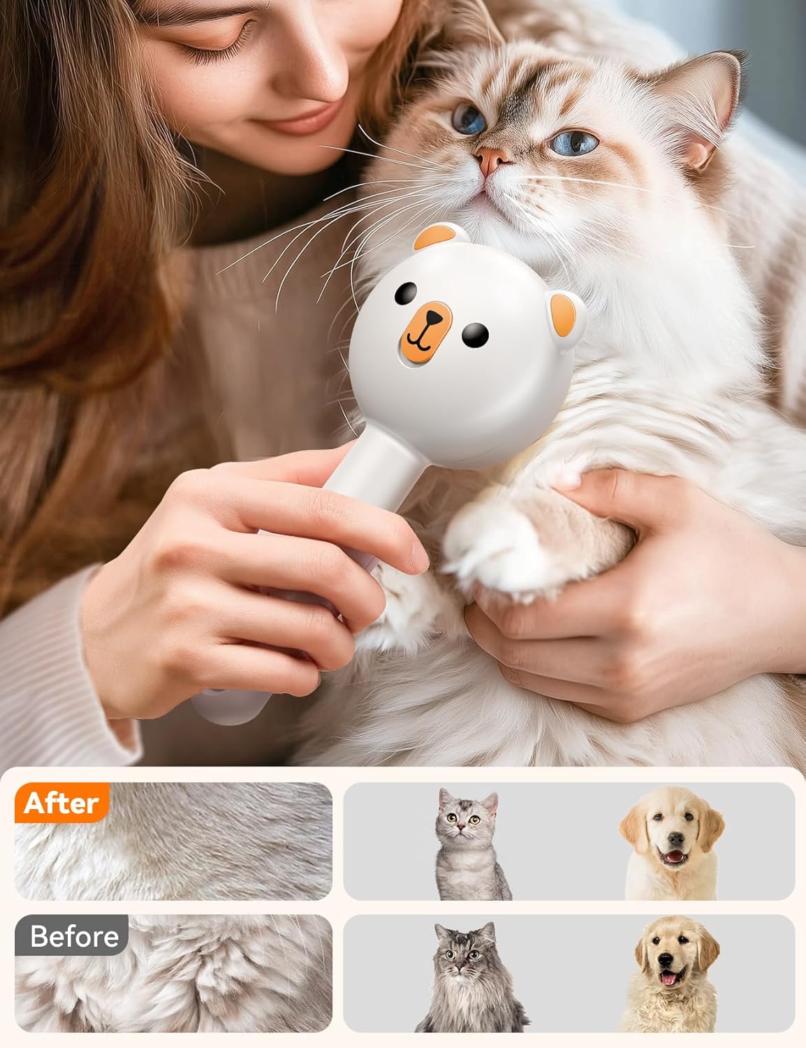 FEELNEEDY FN-C16 Pet Steam Brush for Dogs & Cats