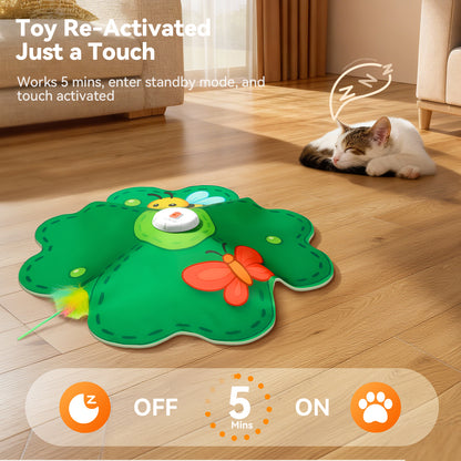 FEELNEEDY P20-New Rechargeable Cat Toys, 2 in 1 Hide and Seek Game Interactive Cat Toy, Movable LED Red Dot, Concealed Feathers, Durable Exercise Toys for Indoor Cats