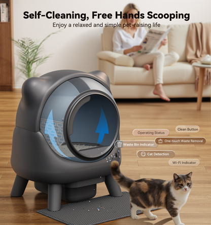 FEELNEEDY S20 Self Cleaning Litter Box, 65L APP Real-Time Monitor