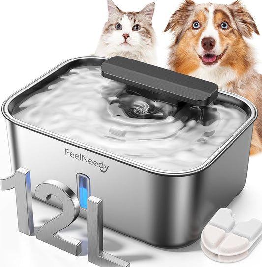 FeelNeedy FN-W13 3 Gal Stainless Steel Dog Water Fountain for Large Dog, Pet Water Fountain