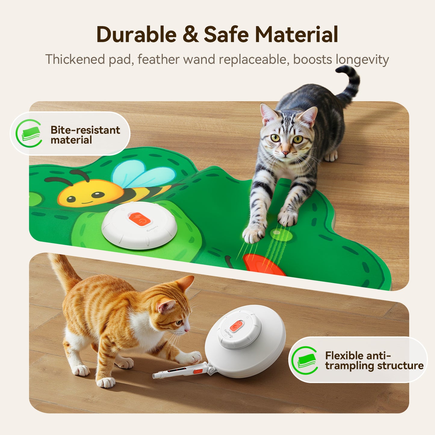 FEELNEEDY P20-New Rechargeable Cat Toys, 2 in 1 Hide and Seek Game Interactive Cat Toy, Movable LED Red Dot, Concealed Feathers, Durable Exercise Toys for Indoor Cats