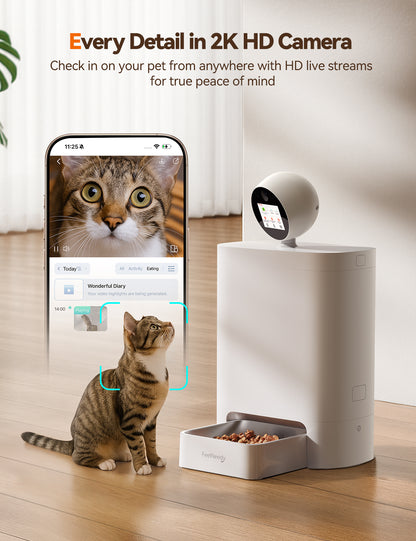 FEELNEEDY Automatic Cat Feeder with Camera 360°, Display & APP, 5.5L Video Recording Timed Food Dispenser for Cats/Dogs