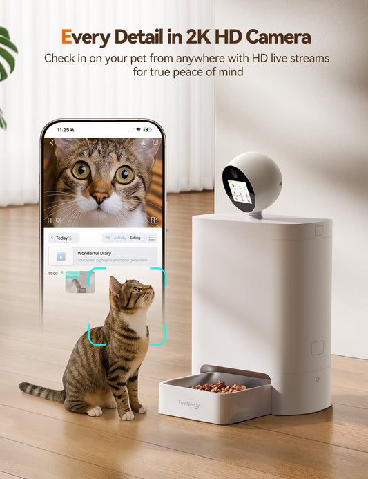 FEELNEEDY Automatic Cat Feeder with Camera 360°, Display & APP, 5.5L Video Recording Timed Food Dispenser for Cats/Dogs