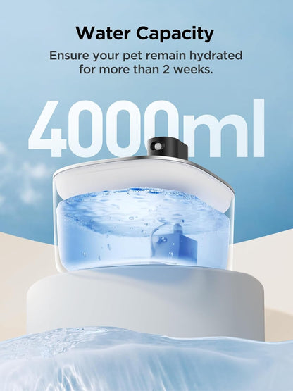 FEELNEEDY C004P 猫 給水器 コードレス 充電式 4L 活性炭フィルター2枚付 スマートペット用循環式自動給水器