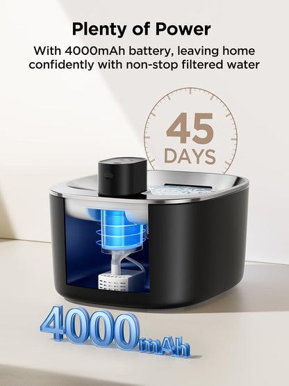 FEELNEEDY UK C004P Cat Water Fountain Battery Operated, 4L/135 fl oz Stainless Steel