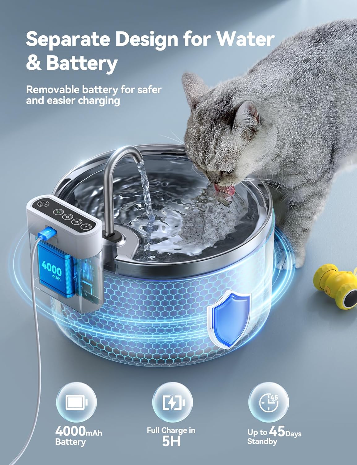 Cat Fountain Cat Moving Water Dish Stainless Steel Moving Water