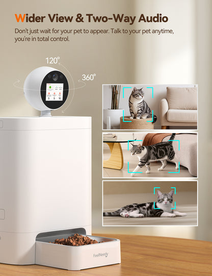 FEELNEEDY Automatic Cat Feeder with Camera 360°, Display & APP, 5.5L Video Recording Timed Food Dispenser for Cats/Dogs