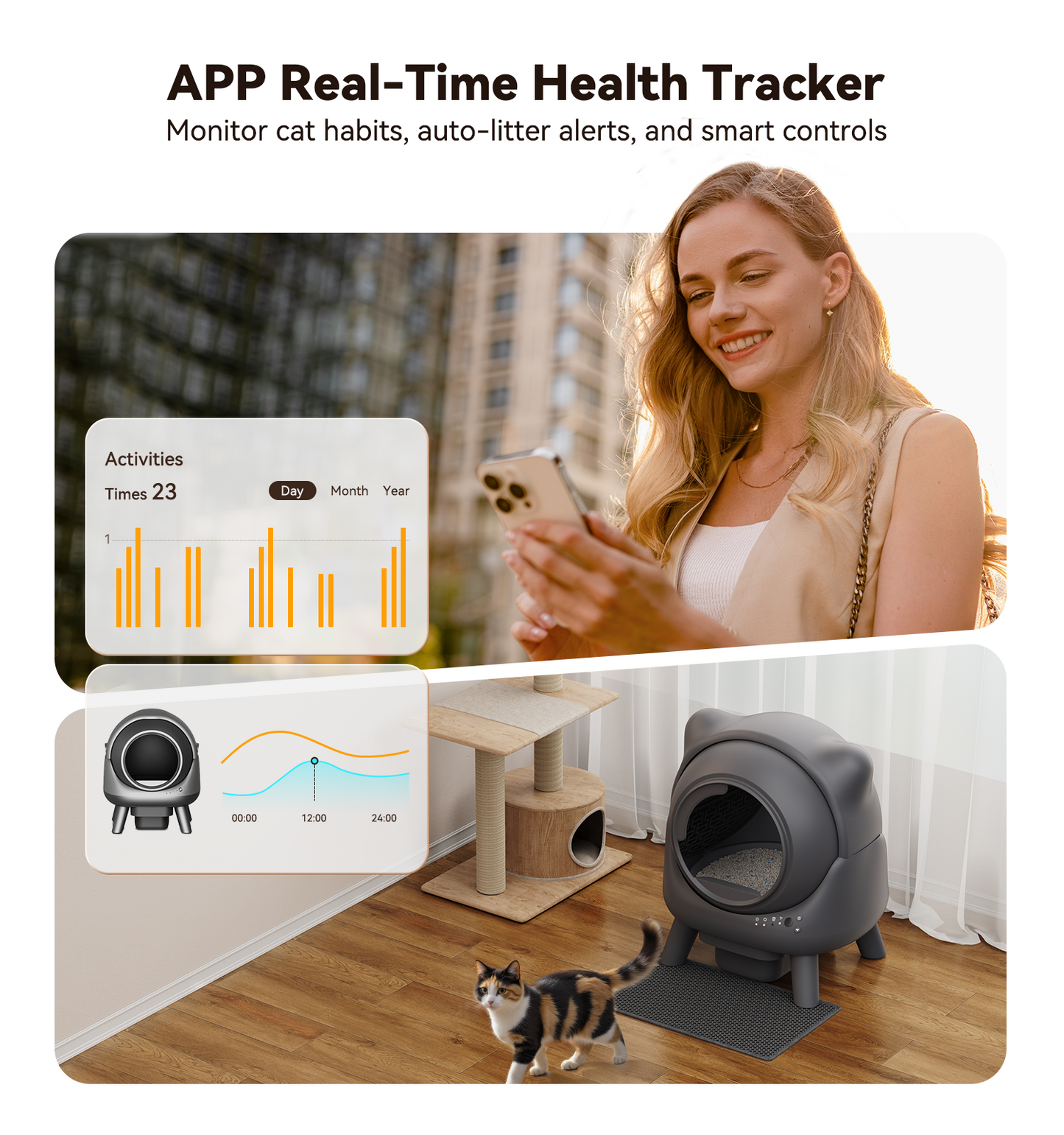 FEELNEEDY S20 Self Cleaning Litter Box, 65L APP Real-Time Monitor