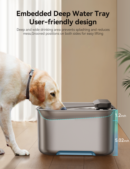 FeelNeedy US FN-W13 3 Gal Stainless Steel Dog Water Fountain for Large Dog, Dog Water Bowl Dispenser with Water Level Window, Super Quiet Pet Water Fountain for S-L Dogs and Multi-Pet with 10 Filters & 10 Filter Sponges
