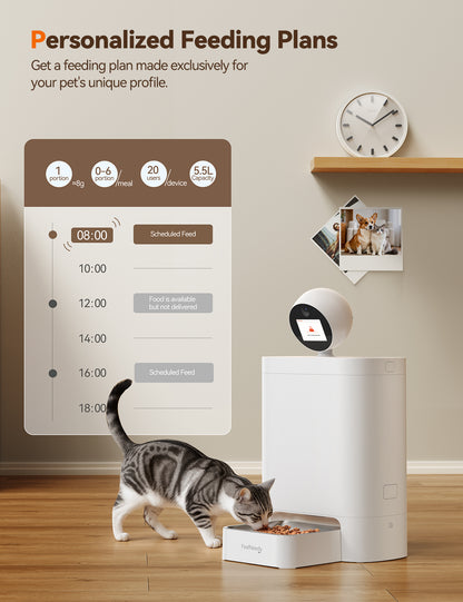 FEELNEEDY Automatic Cat Feeder with Camera 360°, Display & APP, 5.5L Video Recording Timed Food Dispenser for Cats/Dogs