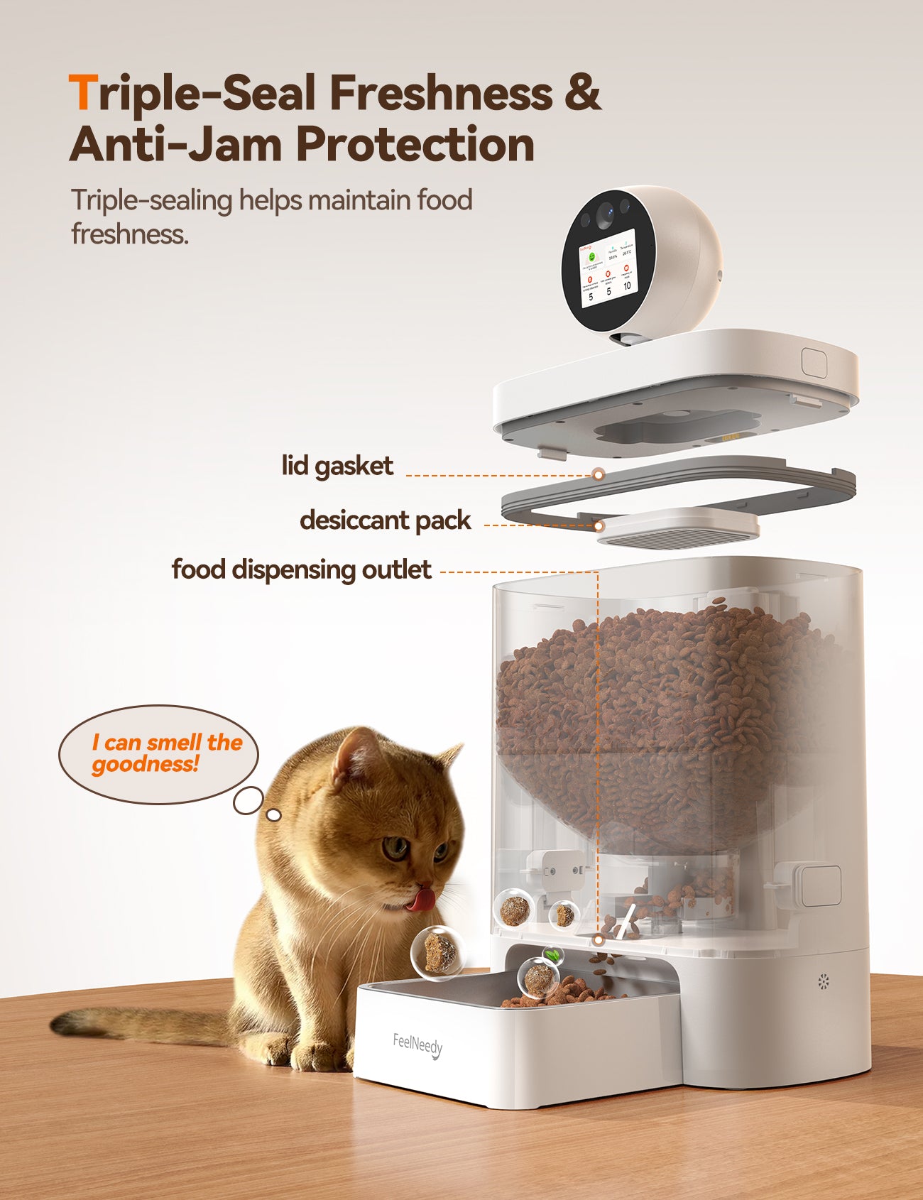 FEELNEEDY Automatic Cat Feeder with Camera 360°, Display & APP, 5.5L Video Recording Timed Food Dispenser for Cats/Dogs