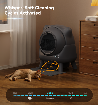 FEELNEEDY US S20 Self Cleaning Litter Box, Automatic Litter Box, Odor Control Robot, Cat Ears Design, 65L APP Real-Time Monitor, Cat Litter-Boxs for Multiple Cats, Safety Sensors, with 1 Trash Bag