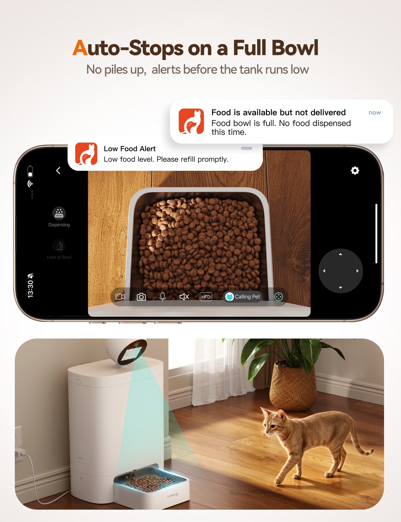 FEELNEEDY Automatic Cat Feeder with Camera 360°, 2k HD Video Night