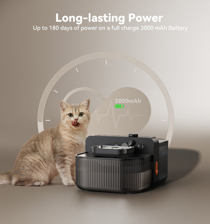 FEELNEEDY FN-W26 Wireless No Filters Cat Water Fountain, Wastewater Separation, Stainless Steel Bowl, 3000mAh 3.5L Pet Water Fountain for Indoor Cats & Dogs Dispenser, Black