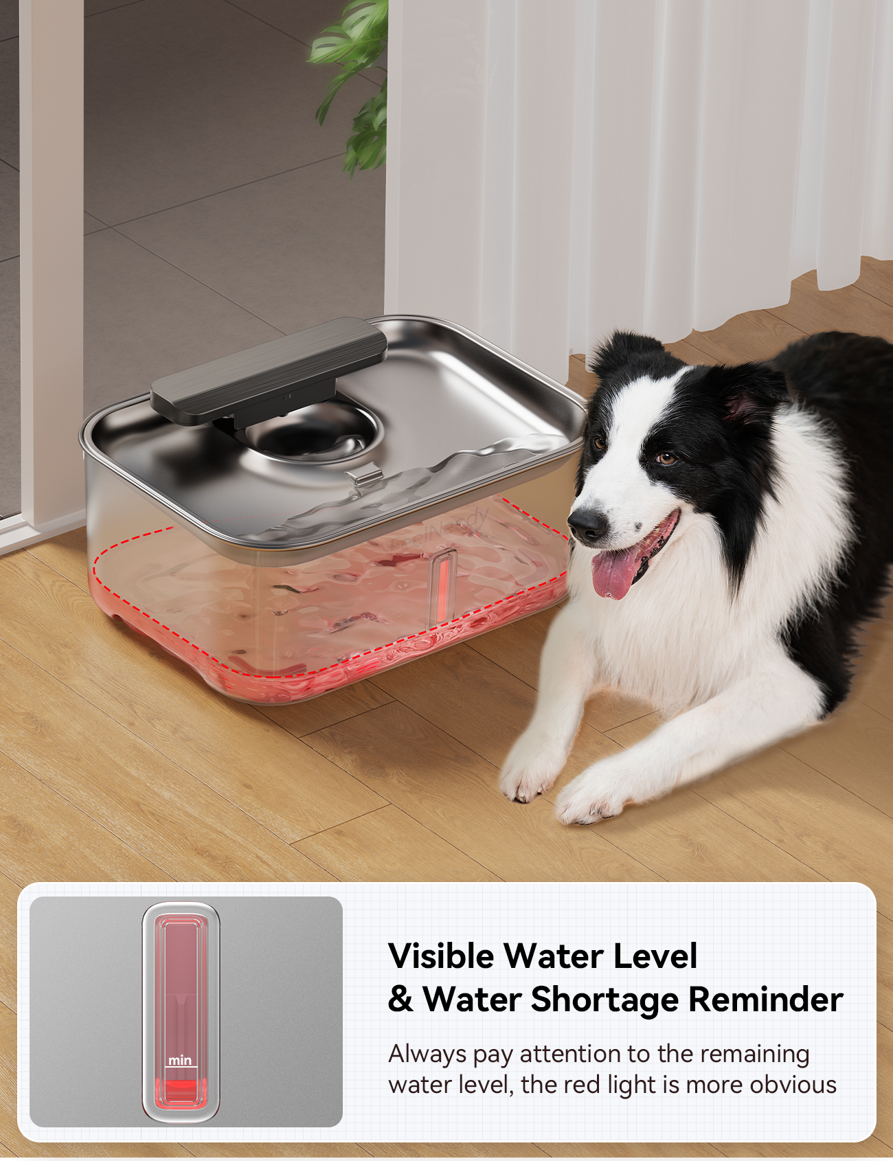 FeelNeedy US FN-W13 3 Gal Stainless Steel Dog Water Fountain for Large Dog, Dog Water Bowl Dispenser with Water Level Window, Super Quiet Pet Water Fountain for S-L Dogs and Multi-Pet with 10 Filters & 10 Filter Sponges