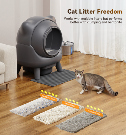 FEELNEEDY US S20 Self Cleaning Litter Box, Automatic Litter Box, Odor Control Robot, Cat Ears Design, 65L APP Real-Time Monitor, Cat Litter-Boxs for Multiple Cats, Safety Sensors, with 1 Trash Bag