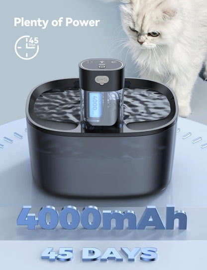 FEELNEEDY 135 fl oz/4L Battery Operated Pet Water Fountain with Pump-Free Design