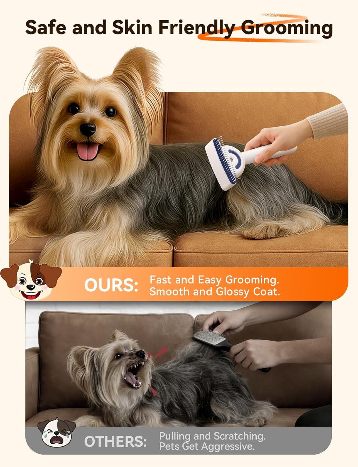 FEELNEEDY US Dog Brush for Shedding with Steam, Dog Brush for Long Haired Dogs and Cats, Dual-Sided Dematting and Deshedding, Safe Non-Deforming Steel Pins, for Medium-Thick Coats Prone to Tangles & Shedding