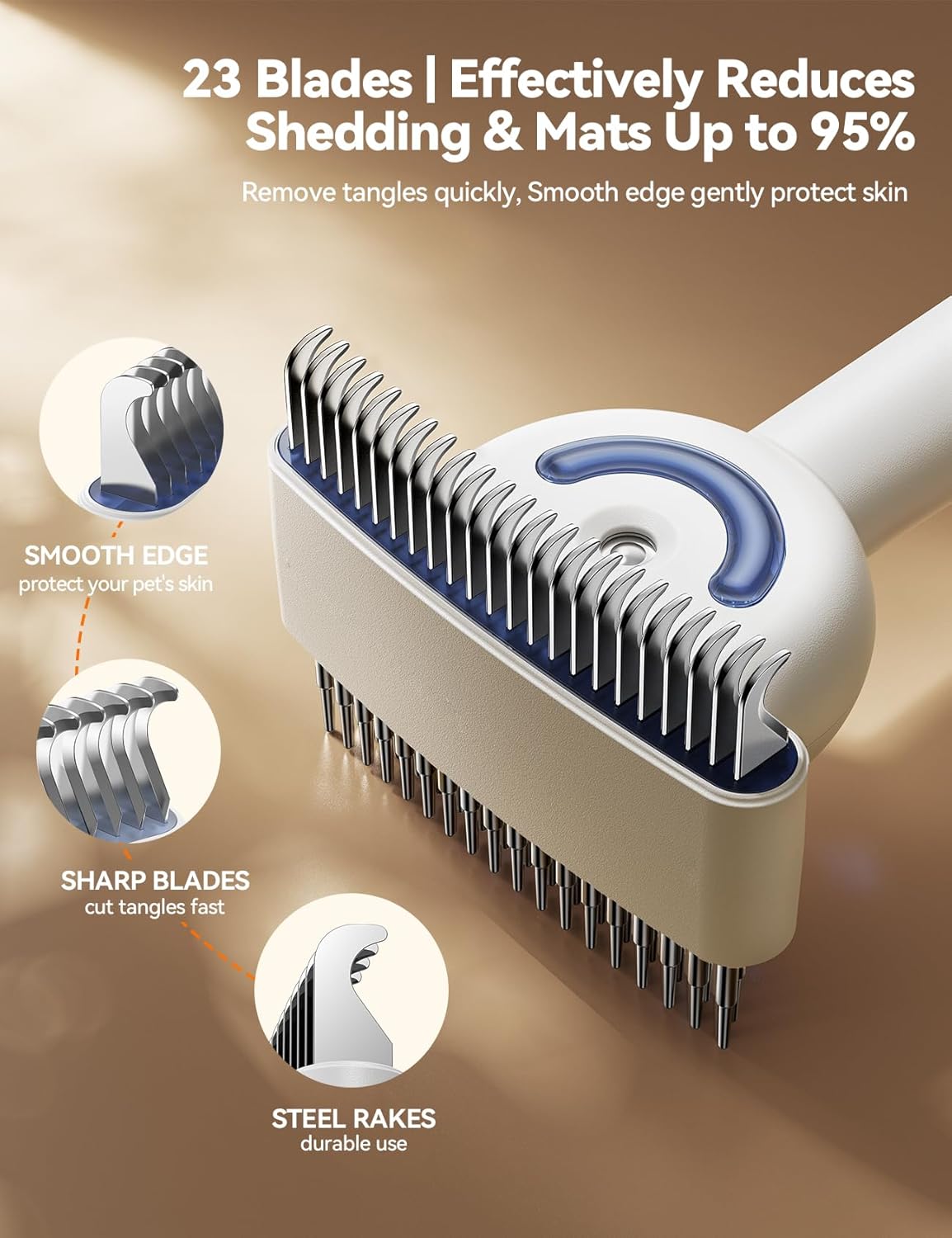 FEELNEEDY US Dog Brush for Shedding with Steam, Dog Brush for Long Haired Dogs and Cats, Dual-Sided Dematting and Deshedding, Safe Non-Deforming Steel Pins, for Medium-Thick Coats Prone to Tangles & Shedding