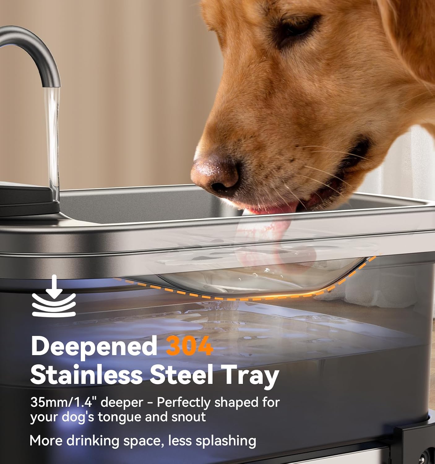 FEELNEEDY  FN-W25 9L/2.38Gal Elevated Dog Water Fountain with 4-Height Adjustable Stand, FeelNeedy Large Pet Water Dispenser with Durable Ultra-Quiet Pump & Stainless Steel Tray, Water Bowl for Large Dogs Indoor