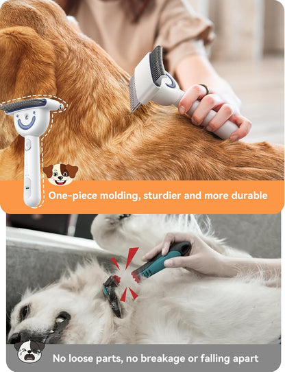 FEELNEEDY US Dog Brush for Shedding with Steam, Dog Brush for Long Haired Dogs and Cats, Dual-Sided Dematting and Deshedding, Safe Non-Deforming Steel Pins, for Medium-Thick Coats Prone to Tangles & Shedding