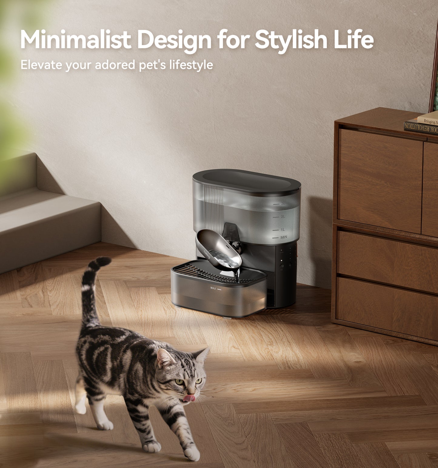 FEELNEEDY US  FN-W15 Cat Water Fountain No Filters, Wastewater Separation, FEELNEEDY Stainless Steel Bowl, 3.5L Pet Water Fountain for Cats & Dogs Dispenser, Black