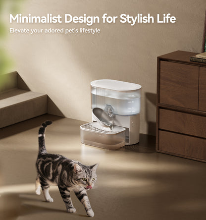 FEELNEEDY FN-W15 Wireless Cat Water Fountain No Filters, Wastewater Separation, Stainless Steel Bowl, 3.5L Pet Water Fountain