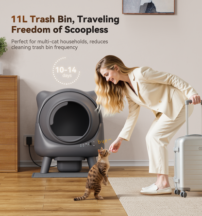 FEELNEEDY US S20 Self Cleaning Litter Box, Automatic Litter Box, Odor Control Robot, Cat Ears Design, 65L APP Real-Time Monitor, Cat Litter-Boxs for Multiple Cats, Safety Sensors, with 1 Trash Bag