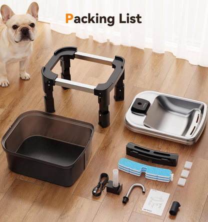 FEELNEEDY  FN-W25 9L/2.38Gal Elevated Dog Water Fountain with 4-Height Adjustable Stand, FeelNeedy Large Pet Water Dispenser with Durable Ultra-Quiet Pump & Stainless Steel Tray, Water Bowl for Large Dogs Indoor