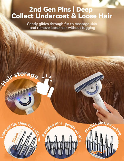 FEELNEEDY US Dog Brush for Shedding with Steam, Dog Brush for Long Haired Dogs and Cats, Dual-Sided Dematting and Deshedding, Safe Non-Deforming Steel Pins, for Medium-Thick Coats Prone to Tangles & Shedding