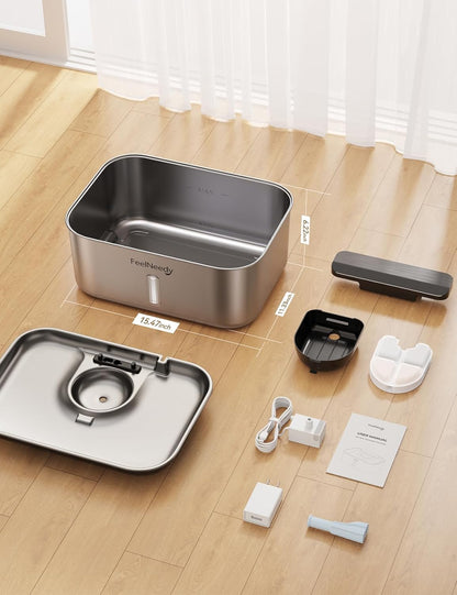 FeelNeedy FN-W13 3 Gal Stainless Steel Dog Water Fountain for Large Dog, Pet Water Fountain