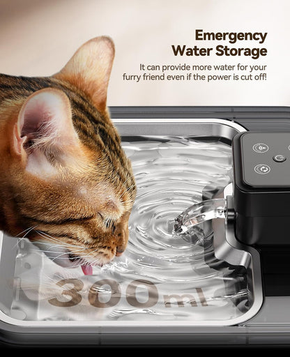 FEELNEEDY US FN-W17S Water Fountain Cordless Stainless Steel 3.2L Operated Pet Fountain with Sensor