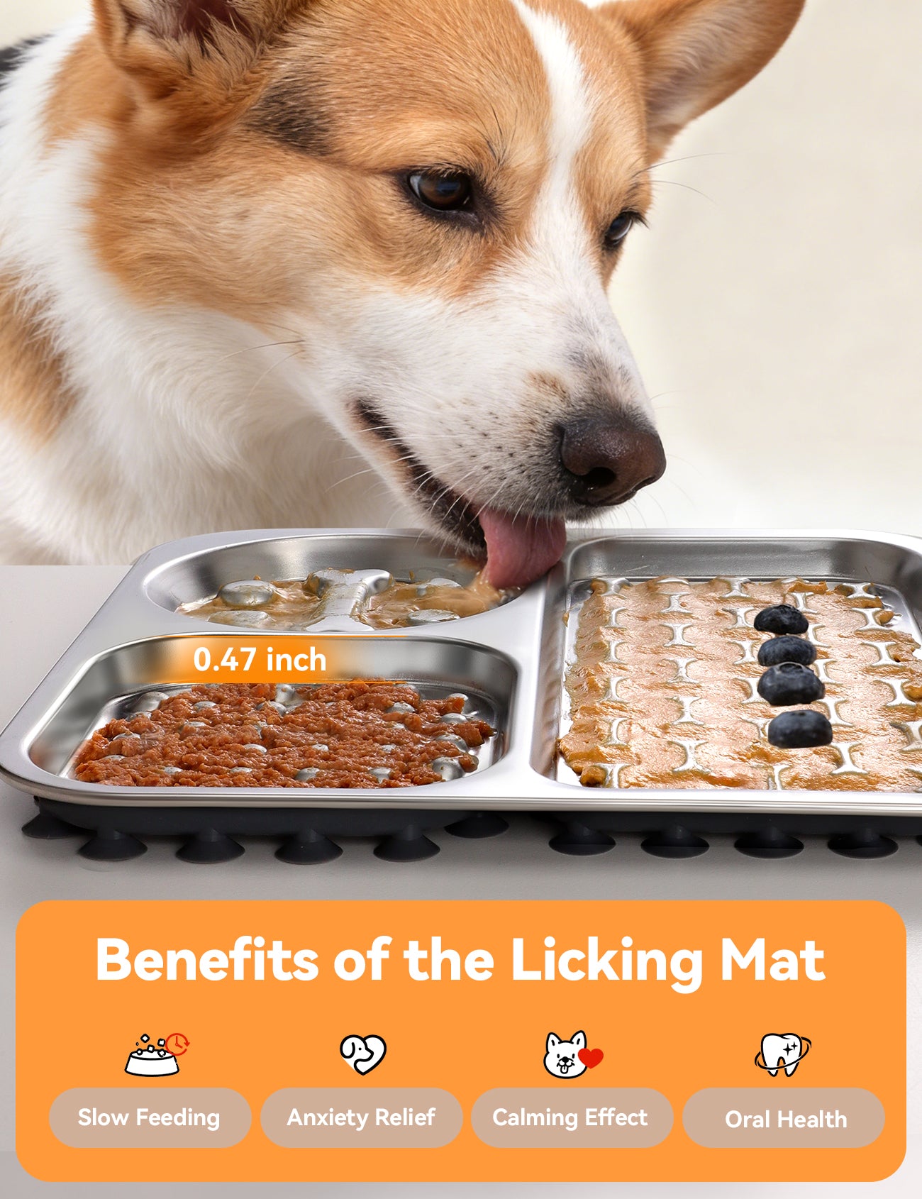 Stainless Steel Lick Mat for Dogs & Cats, Large Chew-Proof Slow Feeder with Suction Cups, Non-Slip Pet Licking Pads for Anxiety Relief & Whisker-Friendly, Dishwasher Safe [1Pack]