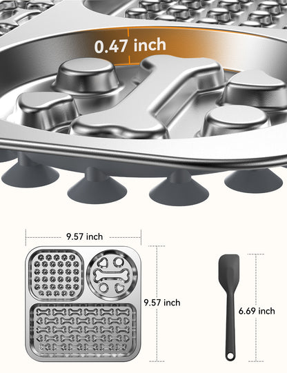 Stainless Steel Lick Mat for Dogs & Cats, Large Chew-Proof Slow Feeder with Suction Cups, Non-Slip Pet Licking Pads for Anxiety Relief & Whisker-Friendly, Dishwasher Safe [1Pack]