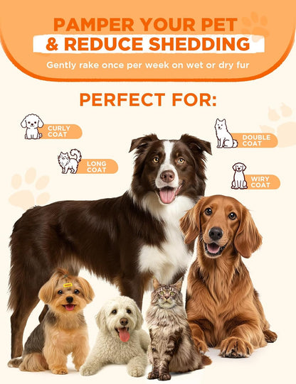 FEELNEEDY FN-C24 Dog Brush for Shedding, Dual-Sided Dematting and Deshedding Dog Brush with 2 Spray Levels Steam Brush