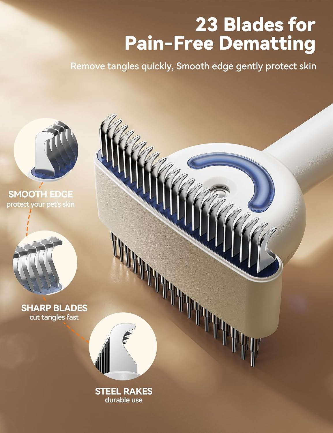 FEELNEEDY FN-C24 Dog Brush for Shedding, Dual-Sided Dematting and Deshedding Dog Brush with 2 Spray Levels Steam Brush