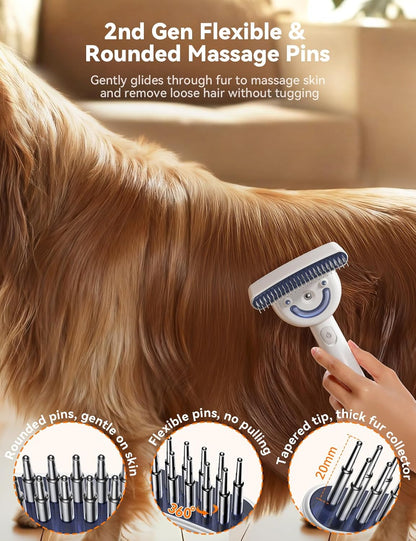 FEELNEEDY FN-C24 Dog Brush for Shedding, Dual-Sided Dematting and Deshedding Dog Brush with 2 Spray Levels Steam Brush